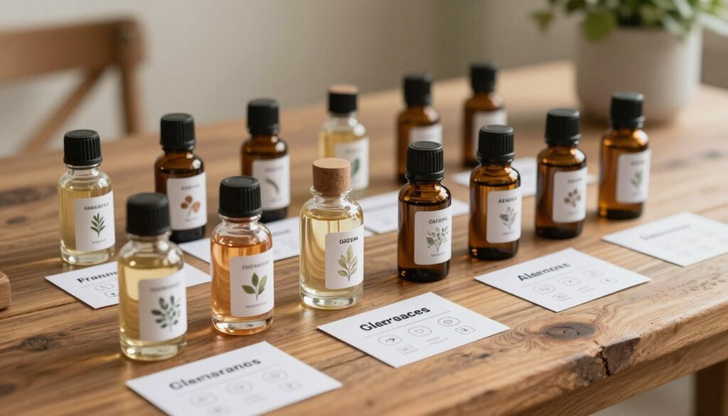 Essential oils and perfume labels highlight possible fragrance allergens Essential oils and perfume labels highlight possible fragrance allergens